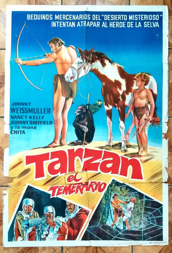 Póster Vintage Original Tarzán El Temerario 1943 Película