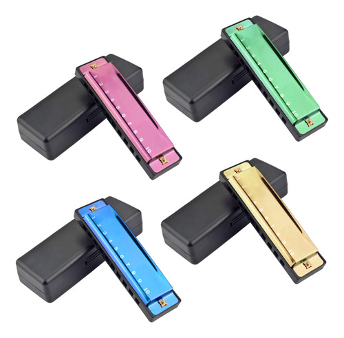 4pcs Llave De C 10 Agujeros 10 Tonos Armónica De Color Titan