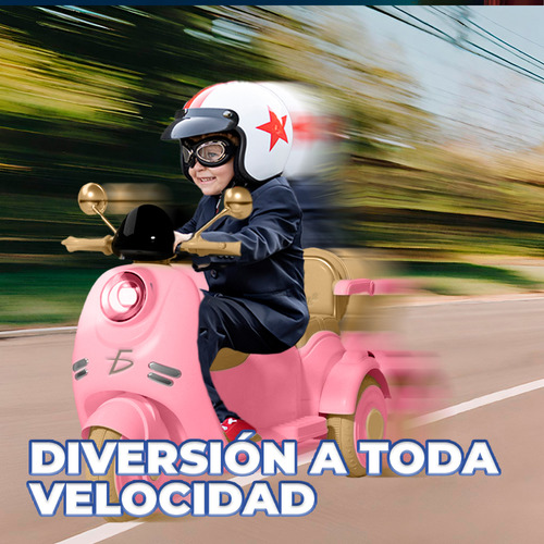 Mini Moto Electrico Recargable Estilo Retro Luces Sonido Bt Color Rosa Ele-Gate JUG.MT08