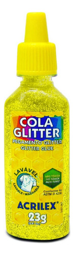Acrilex Cola Colorida Com Glitter 23g Cor Amarelo Limão