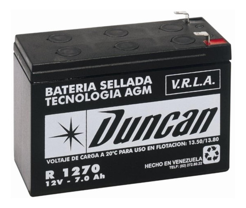 Imagen 1 de 1 de Bateria 12v 7a Agm Duncan Ups/alarmas/lamparas/ R-1270a