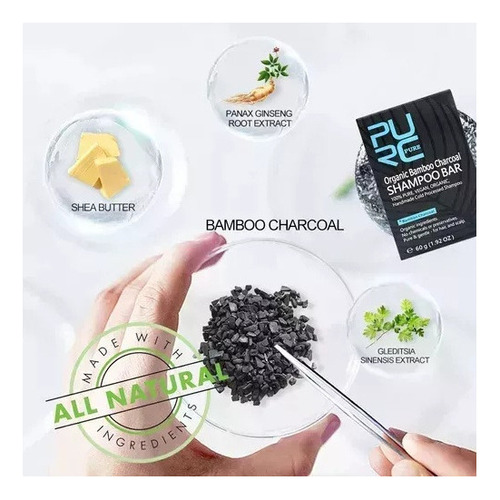 3 Unidades Champú En Barra Con Carbón De Bambú Ecológico