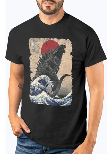 Polera Unisex Godzilla Monstruo Sol Rojo Algodon Estampado