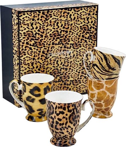 Mcintosh Go Wild Fine Bone China (8.6 Oz) Juego De 4 Tazas E