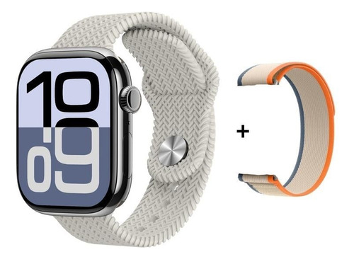Reloj Inteligente Serie 10 Nuevo 46mm Brújula Nfc 1gb Amoled Blanco Casual Blanco Plateado