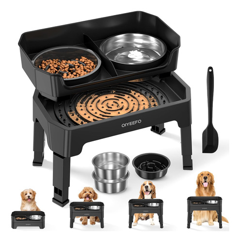 Comedero Elevado 4 En 1 Para Perros - 4 Alturas Ajustables