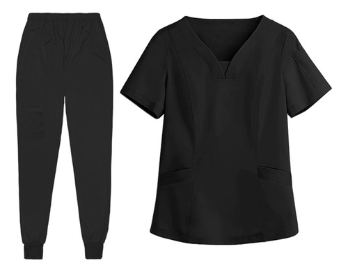 Conjunto De Traje Para Mujer, Uniforme Para M Negro