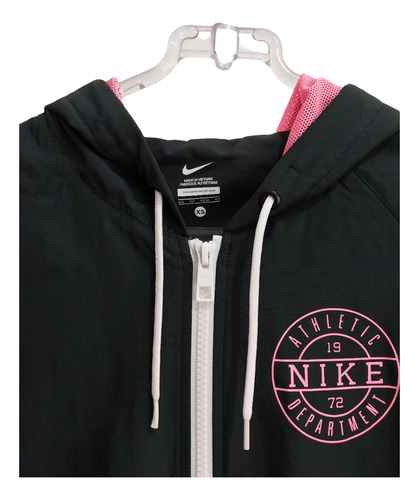 Campera Nike Negra Rompeviento Capucha Bolsillos Xs Forrada (Usado)