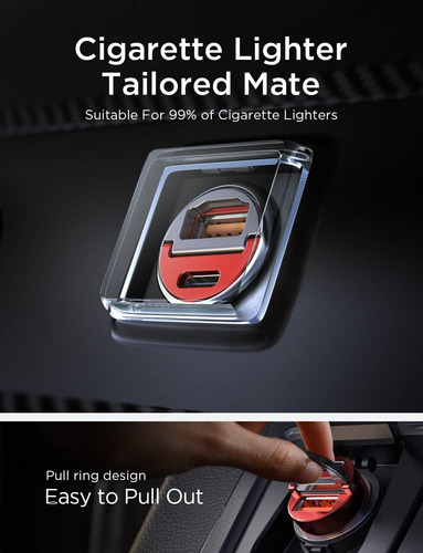 Cargador De Coche Usb C De 90 W, Carga Súper Rápida, Cargado