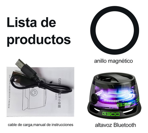 Bocina Bluetooth Mini Portátil Con Imán Y Luces Led Negro
