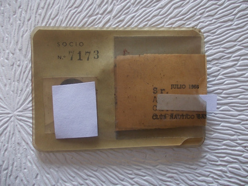 4365- Carnet Usado Club Nautico San Isidro Año 1966