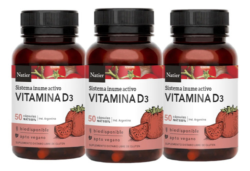 Pack X3 Vitamina D3 Sistema Circulatorio Natier 50 Cap