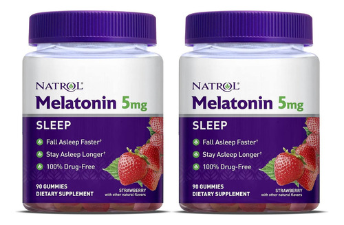 Melatonina Natrol 5 Mg 90 Gomitas Sabor Fresa 2 Pack