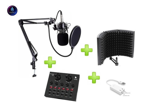Imagen 7 de 8 de Micrófono Con Brazo + Consola Interface + Panel Acústico