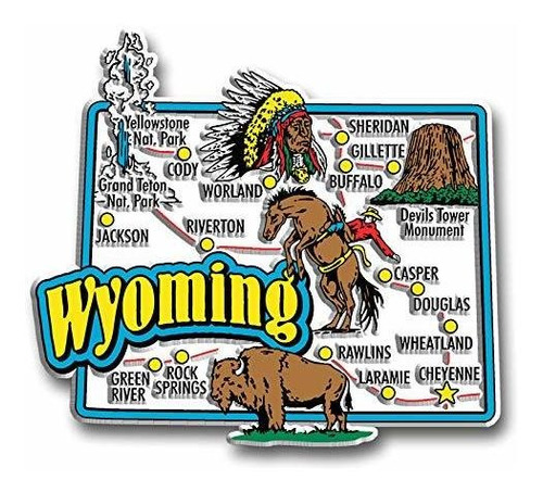 Imán De Mapa Gigante Del Estado De Wyoming