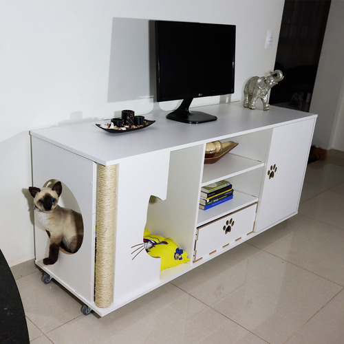 Rack Para Tv Com Cama Pet Arranhador Para Gato - Garfield