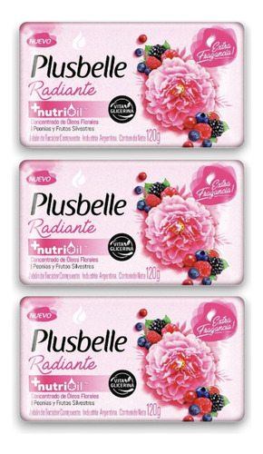 Jabon Tocador En Barra Radiante Plusbelle 120gr. X 3u.