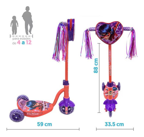 Scooter Para Niña Ladybug Con Luces Apache