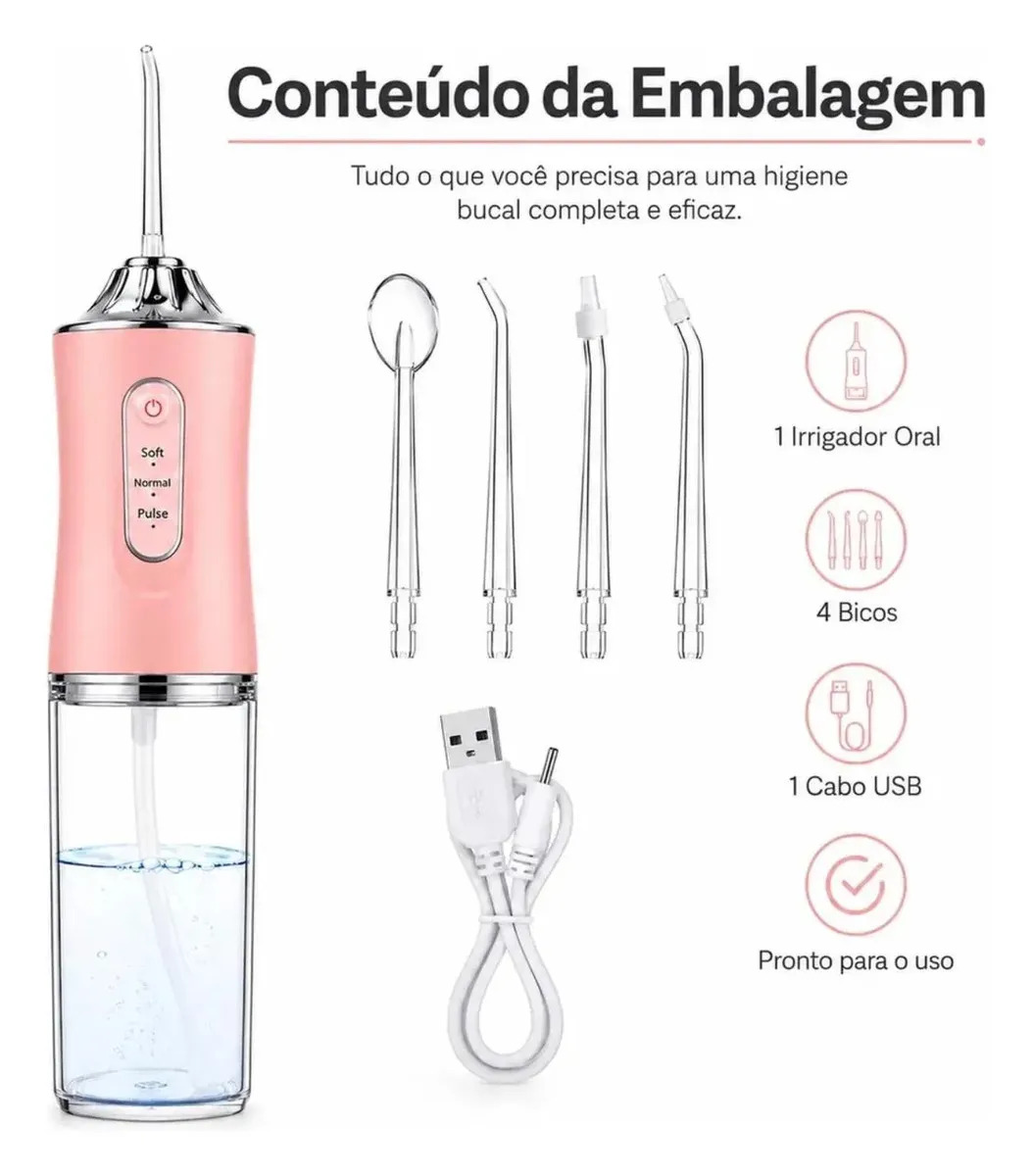 Irrigador Oral bucal Limpeza Elétrico Bivolt Portátil Dental Gengiva Jato D'água 3 Níveis De... 5