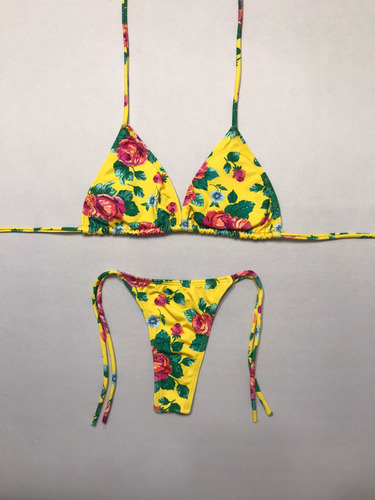 Bikini Estampada Triangulo Clásico Con Colaless - Lara