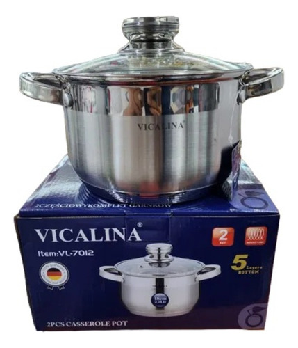 Olla De Acero Inoxidable C/ Tapa De Vidrio 2,7lts Vicalina