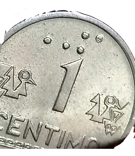 Moneda De 1 Céntimo De 1991 Con Símbolo Oculto  En Braille.