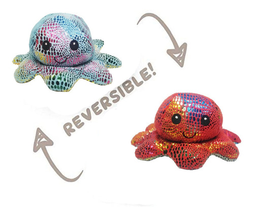 Pulpo Reversible Pulpito Feliz Y Enojado Interactivo Brillo