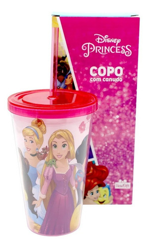 Copo Com Canudo Princesas Disney 500ml