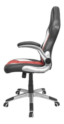 Imagen 4 de 4 de Silla de escritorio Top Living SILL7 gamer ergonómica negra, roja y blanca con tapizado de cuero sintético