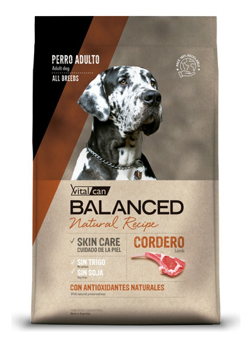 Vitalcan Balanced Natural Recipe Perro Adulto Cordero X15 Kg