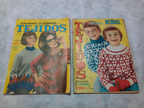 2 Revistas Tejidos. Moldes. Retro. Coleccionistas (Usado)