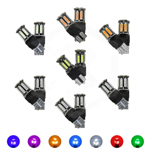 Par Focos De Pellizco 10 Leds Canbus Fijo + Estrobo T10  12v