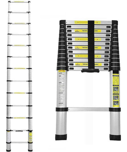 Escalera Telescópica De Aluminio  Con Mecanismo De Bloqueo