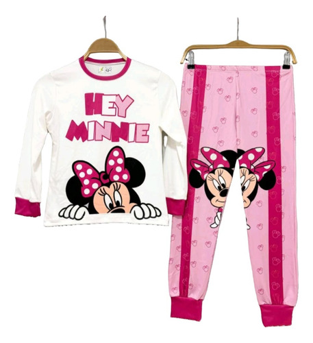 Pijama Infantil Niña Minnie Rosa Manga Larga