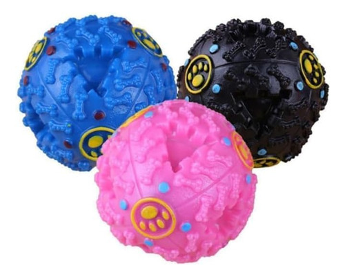 Kit 3 Bola Interativa Brinquedo Cães Com Som Porta Petisco