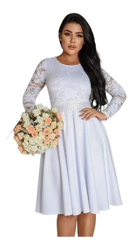 Vestido Midi De Noiva God Casamento Civil Com Cinto Brinde