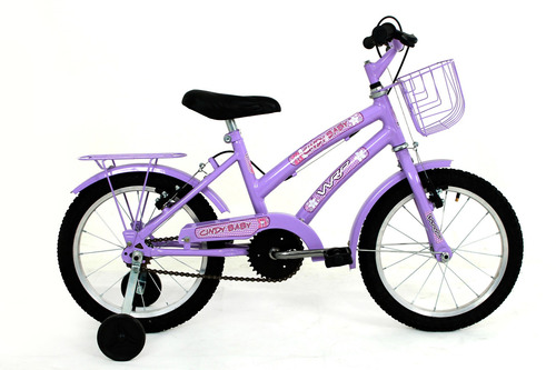 Bicicleta  de passeio infantil WRP Cindy Baby aro 16 freios v-brakes e cantilever cor lilás com rodas de treinamento