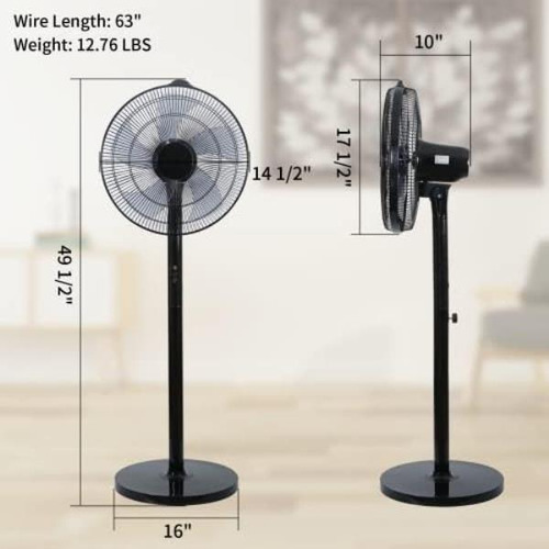 Healsmart 15 Ventilador De Pedestal Ajustable De 12 Niveles