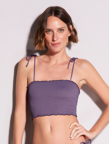 Top Biquíni Cropped Tomara Que Caia Ripple Lilas Dalia