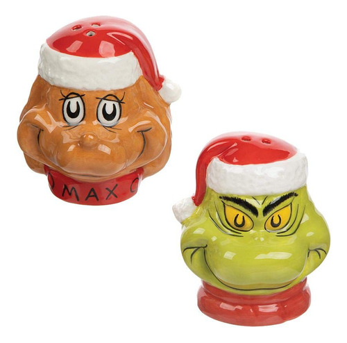 Dr. Seuss The Grinch - Juego De Sal Y Pimienta De Ceramica E