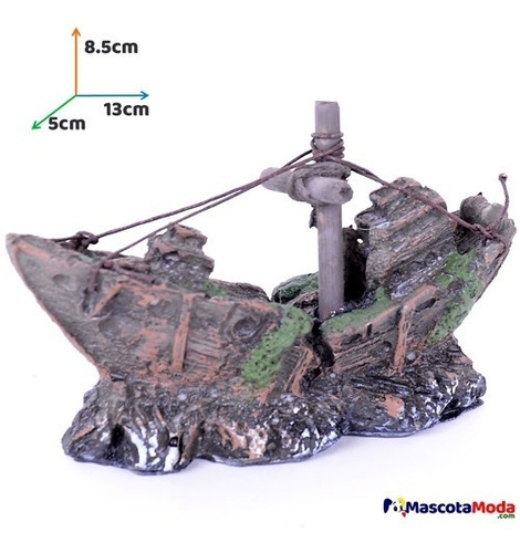 Imagen 1 de 1 de Barco Pequeño Con Velas Y Detalles Decoración Acuario