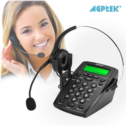 Imagen 1 de 9 de Agptek Teléfono Call Center Teclad Pantalla Headset Cintillo