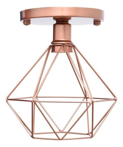 Lustre De Teto Industrial Plafon Retrô Aramado Diamante Cor Rose gold