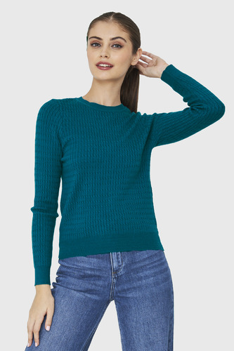 Sweater Punto Fino Cadenetas Azul Petróleo Nicopoly