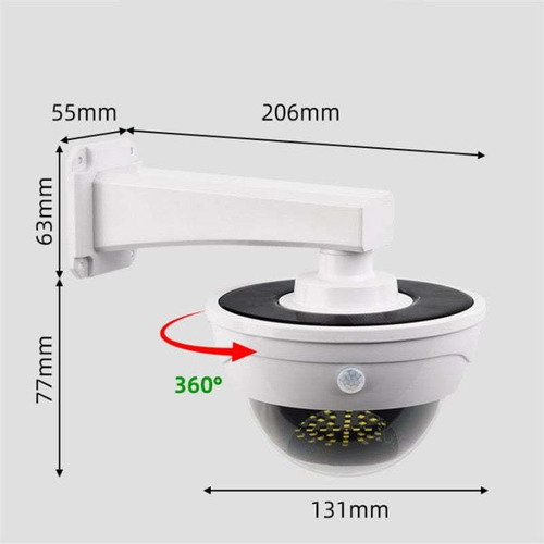 Imagen 4 de 9 de Kit X 2 Focos Led Solares Con Sensor Tipo Cámara Domo Falso