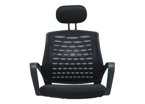 Silla de escritorio Shremwood 811 con apoyacabeza ergonómica negra con tapizado de mesh