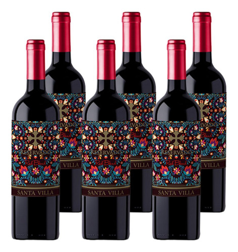Kit 6 Vinhos Santa Villa Reservado Red Blend Tto Chile 750ml
