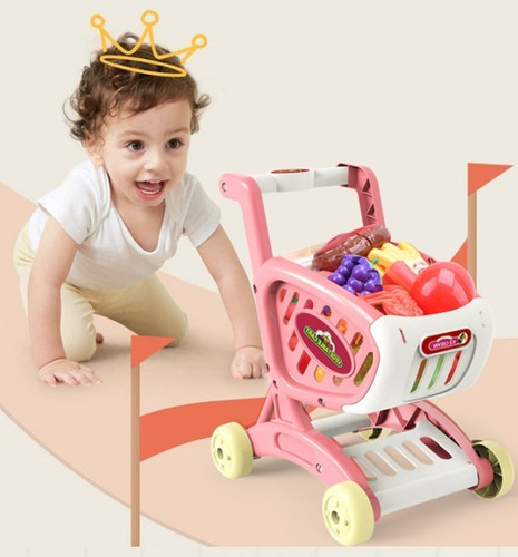 Cc Carrito De Compras Supermercado De Juguete Con 17 Frutas