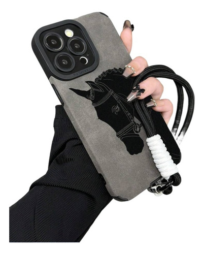 Funda Para iPhone Case De Uso Rudo Diseño De Caballo+ Strap