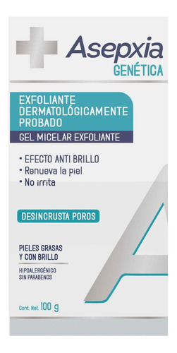 Asepxia Gen Gel Exfoliante Micelar Anti Brillo 100 G Tipo De Piel Grasa